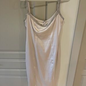 House of CB Champagne Silk Dress with Embellishment